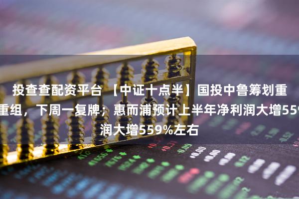 投查查配资平台 【中证十点半】国投中鲁筹划重大资产重组，下周一复牌；惠而浦预计上半年净利润大增559%左右
